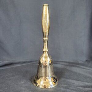 VTG Solid Brass Hand Bell with Long Handle | 8" Polished School Desk Bell | Mid